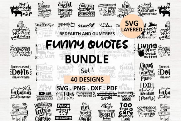 Funny Quotes Bundle SVG for Crafts and Graphics