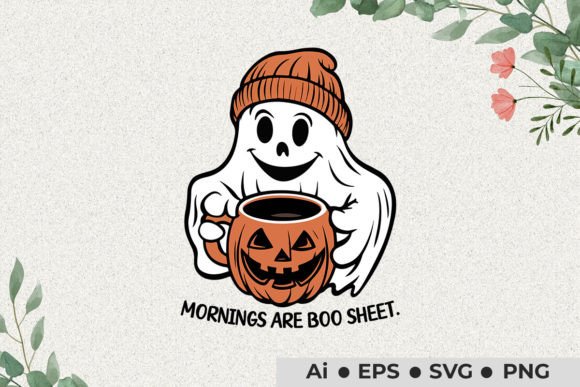 Mornings Are Boo Sheet Halloween SVG for Graphics and Crafts
