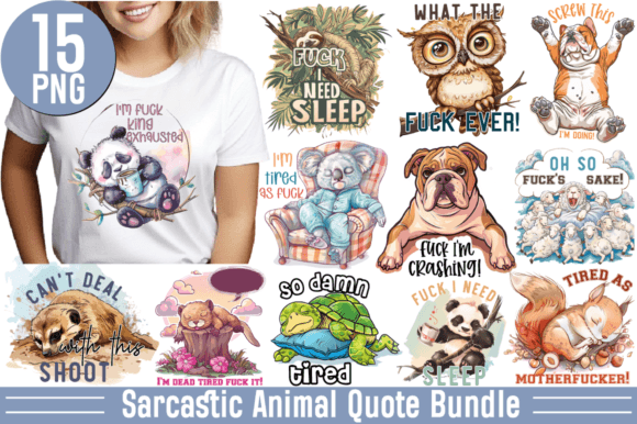 Sarcastic Animal Quote PNG Design Bundle for Graphics and Crafts