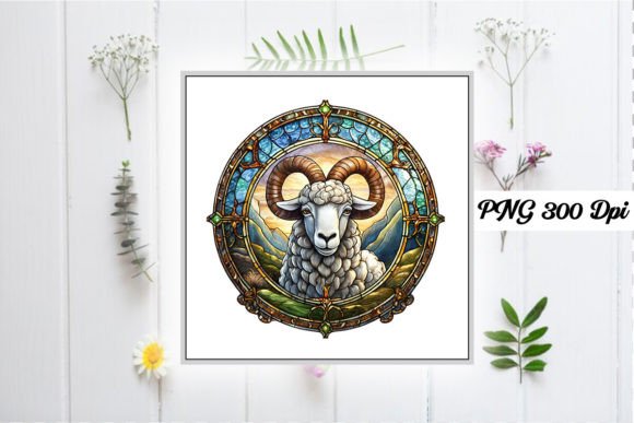 Sheep Stained Glass Sublimation Design for Crafts and Graphics