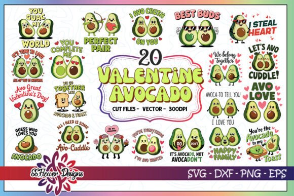 Valentine Avocado SVG Bundle Graphics for Crafts