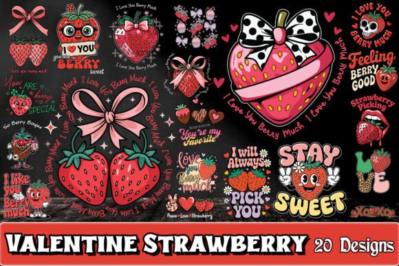 Valentine Strawberry SVG Bundle